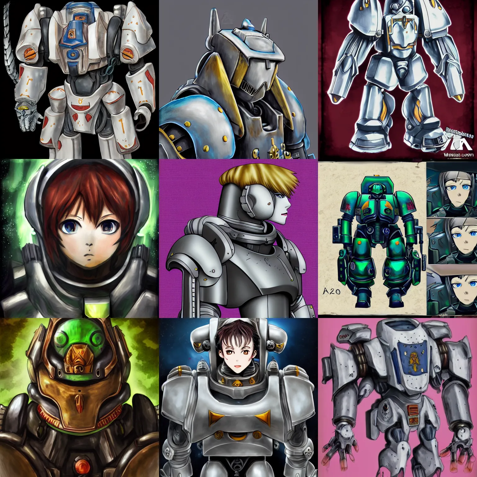 Prompt: anime necoark face portrait in warhammer 4 0 k power armor