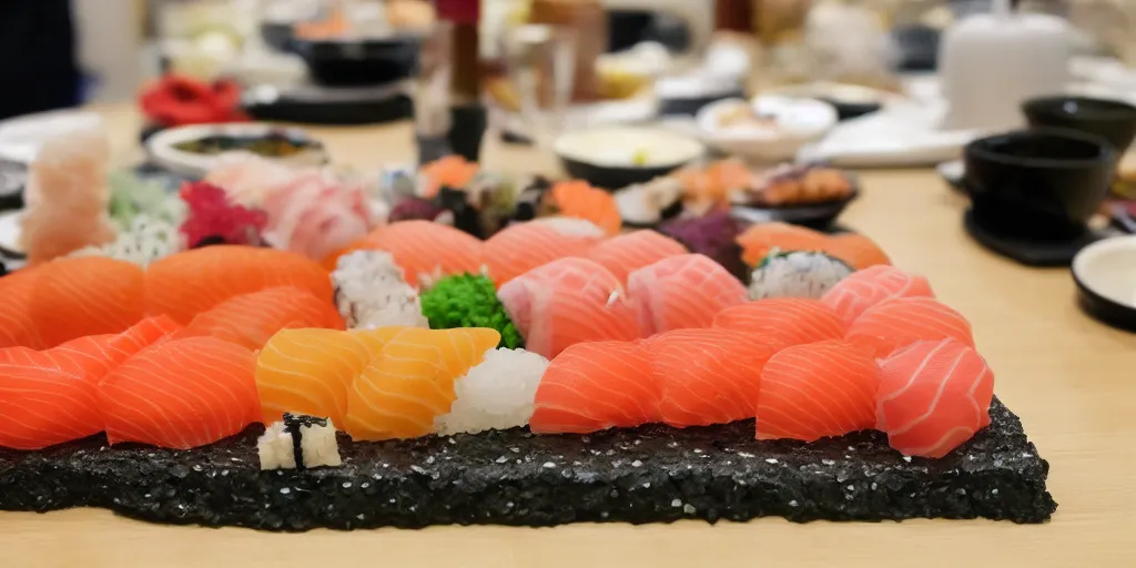 Image similar to a house made out of sushi, 4k, 35mm