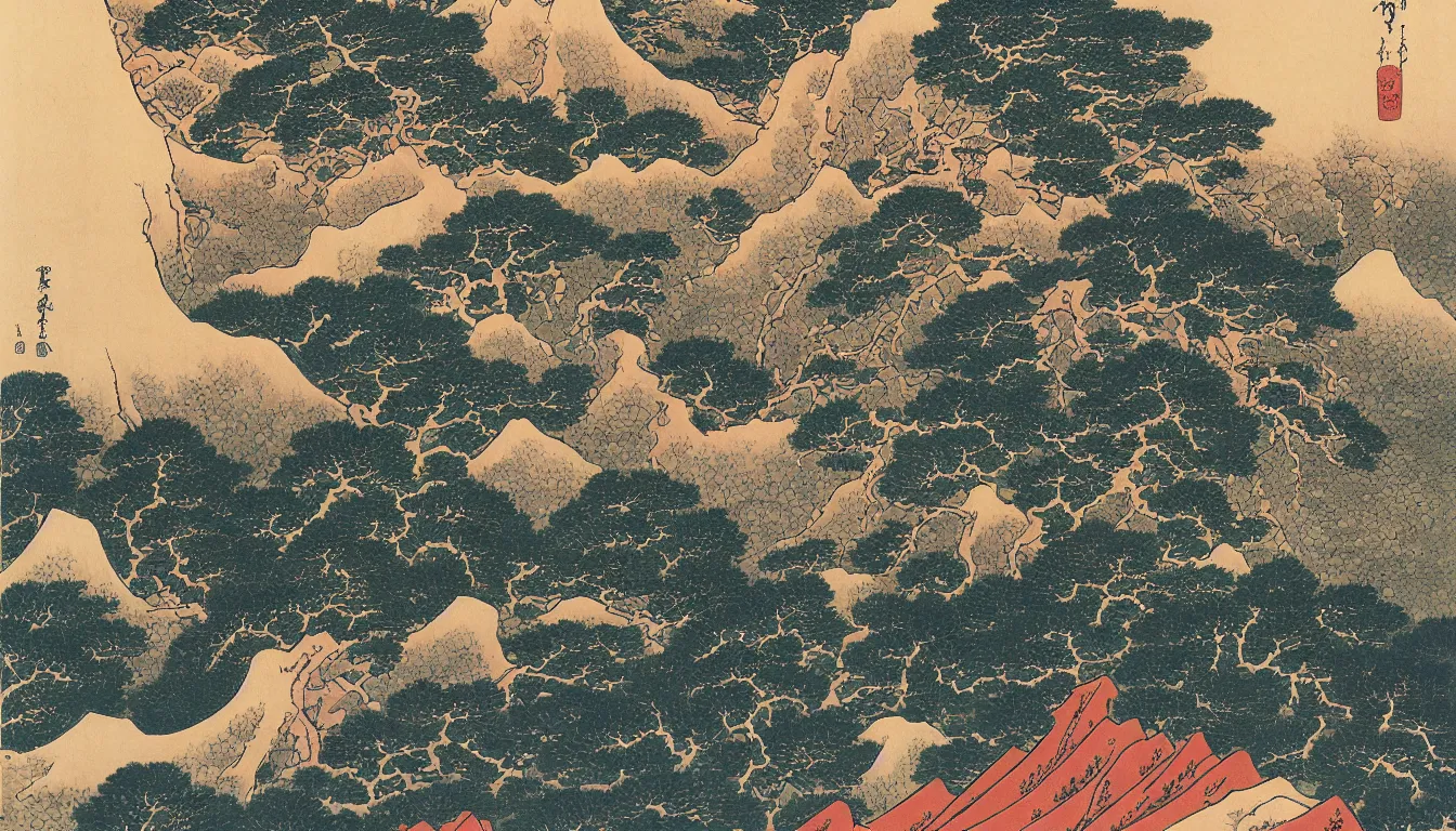 Prompt: the grand canyon by hokusai