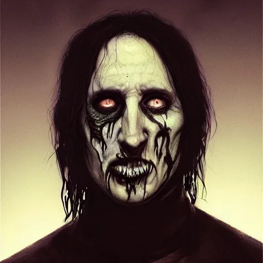 Image similar to color portrait of young and handsome zombie trent reznor from nin as a zombie with shoulder length hair, 7 days to die zombie, gritty background, fine art, award winning, intricate, elegant, sharp focus, cinematic lighting, digital painting, 8 k concept art, art by brom, art by guweiz and z. w. gu, art by michael hussar, 8 k