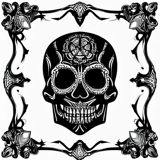 Image similar to black skull engraved with gothic ornaments