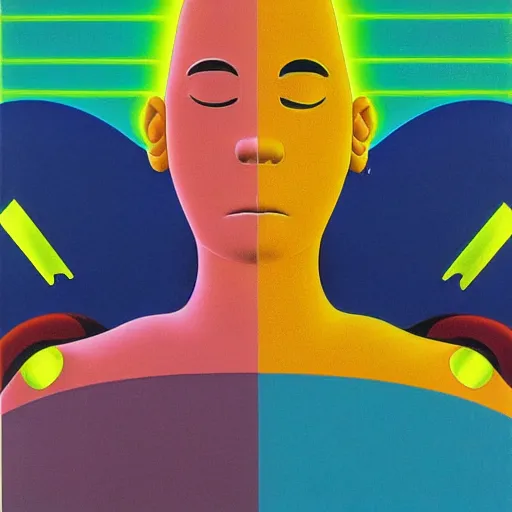 Prompt: rock cover by shusei nagaoka, kaws, david rudnick, oil on canvas, bauhaus, surrealism, neoclassicism, renaissance, hyper realistic, pastell colours, cell shaded, 8 k - h 7 0 4
