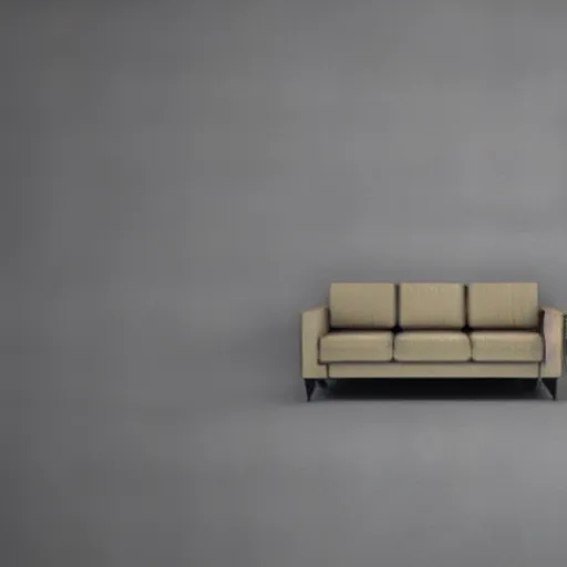 Image similar to photo of a scared anthropomorphic sofa, hiding behind another sofa, digital art