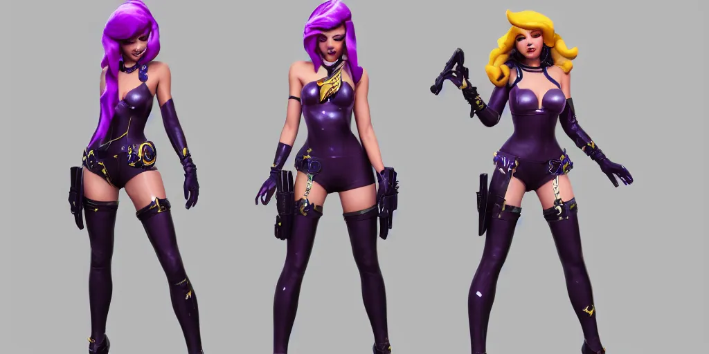 Prompt: character sheet of beautiful KDA More Miss Fortune (wild rift). 3d render, octane render, realistic, highly detailed, trending on artstation, 4k, trending on artstation, pixar, cgsociety, unreal engine 5, redshift render, trending on artstation, blender, behance, cg