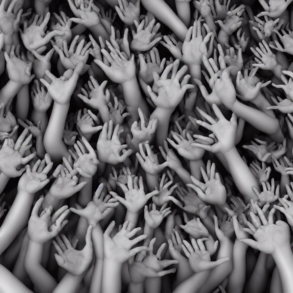 Image similar to hands holding dozens of human eyeballs, octane render, photo realistic, hyper realistic, 8 k resoluton in the style of alvin schwartz