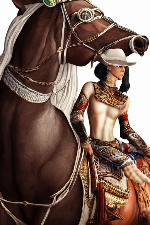 Image similar to hyperrealistic portrait from middle eastern mask woman riding horse, super highly detail, accurate, without duplication content, gta chinatown wars art style, white border frame median 5, medium close up shot, justify content center, symmetrical