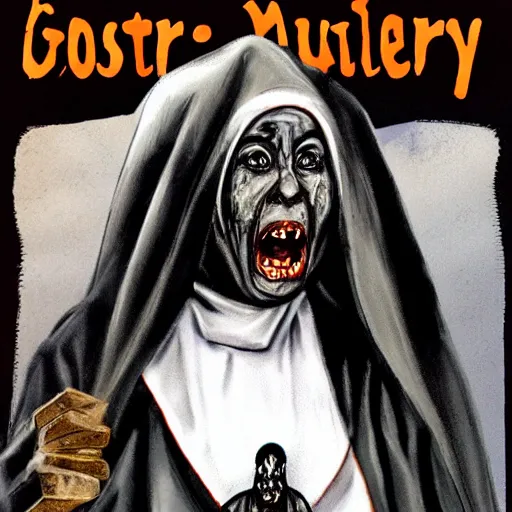 Prompt: sister mary clarence as the nun horror zombie ( no gore )