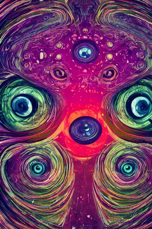 Image similar to many - eyed something with bizarre colors, abstraction, random, art, radial blur, glitch art, digital, weird, various, artstyles, 8 k, hdr, detailed, high quality, high resolution, 4 k, 8 k quality, 1 6 k, lossless, lossless quality