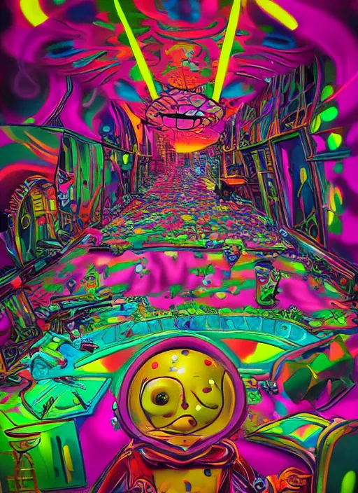 Image similar to 3 d psychedelic graffiti, funkpunk, trippy, abstract artwork, surrealism, digital art, artstation, detailed