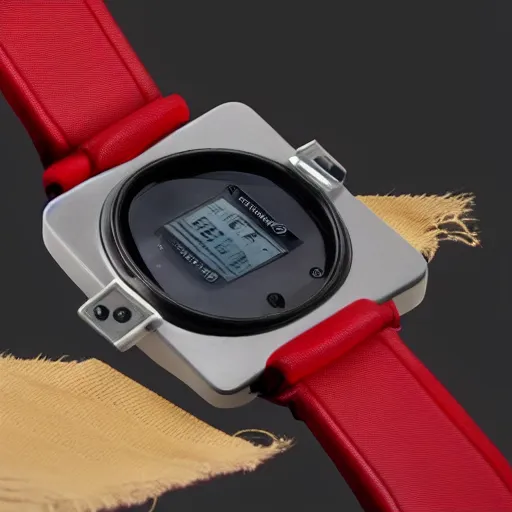 Image similar to watch from 1 9 8 0 with touch screen designed by hartmut esslinger