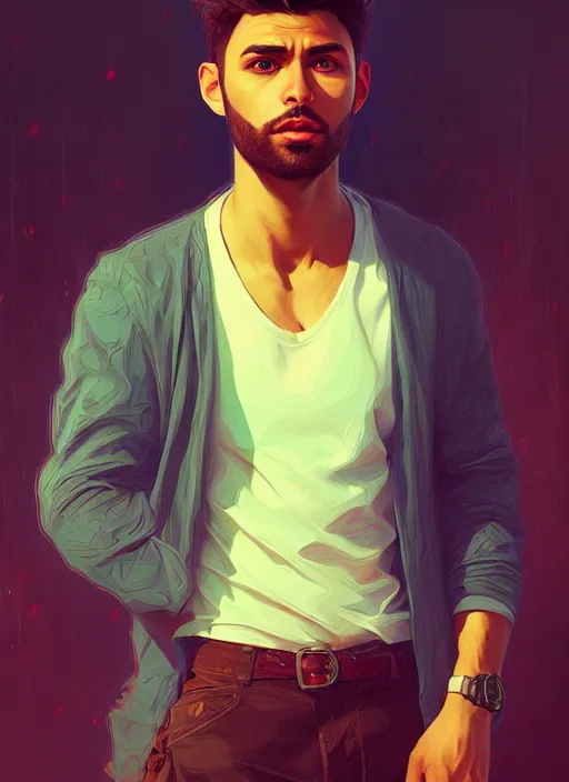 Image similar to handsome kaksahi, half body shot, path traced, highly detailed, high quality, digital painting, alena aenami, lilia alvarado, shinji aramaki, karol bak, alphonse mucha, tom bagshaw