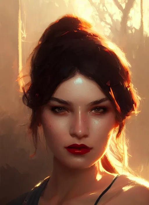Prompt: close up painting, australian stacey, beautiful, gorgeous, face visible, eyeliner, lipstick, cinematic lighting, wallpaper, extremely detailed, sharp focus, by greg rutkowski and [ [ [ wlop ] ] ], intricate, beautiful, award winning, trending on artstation, pixiv