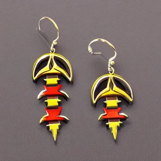 Prompt: segmented 2d earrings, from world of warcraft