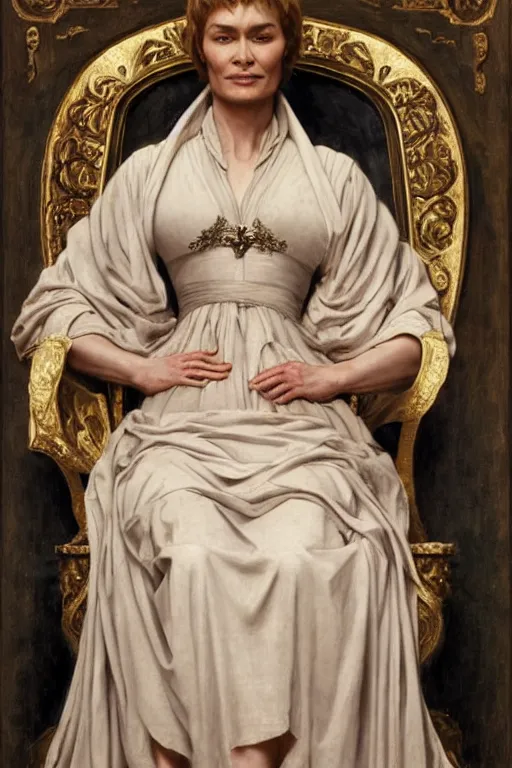 Image similar to cersei lannister sit on throne, bouguereau