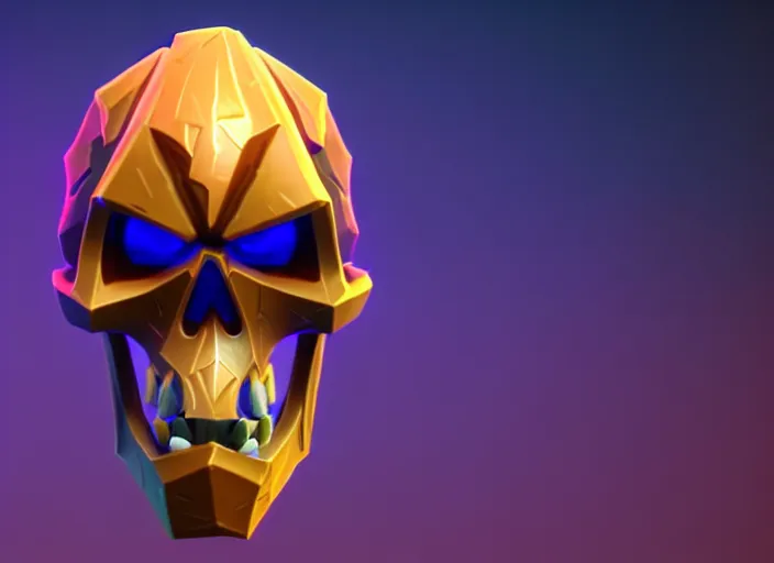 Image similar to cloaked skull, stylized stl, 3 d render, activision blizzard style, hearthstone style, crash bandicoot artstyle
