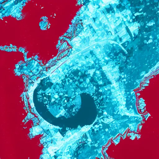 Prompt: hyperrealistic landsat underwater image, organic shapes, detailed, 4k, vector, award winning, dark red colors