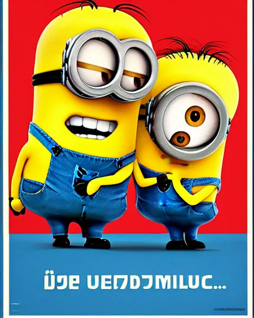 Prompt: Minions like a Soviet posters