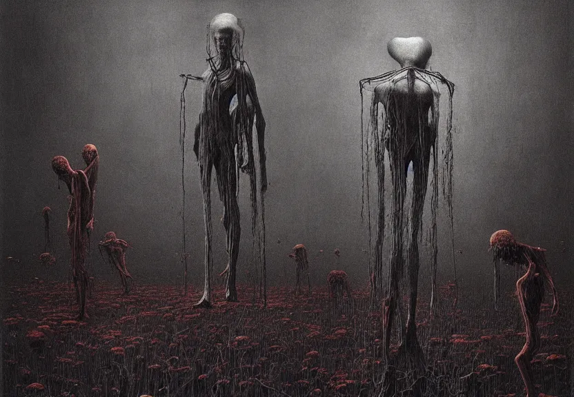 Image similar to dark macabre loss of control and choice by zdislaw beksinski