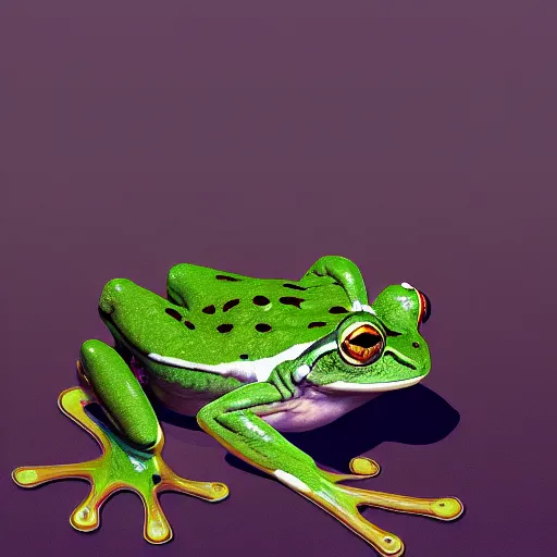 Image similar to frog in yogurt, digital art, photorealistic, shiny, trending on artstation, extremely detailed,