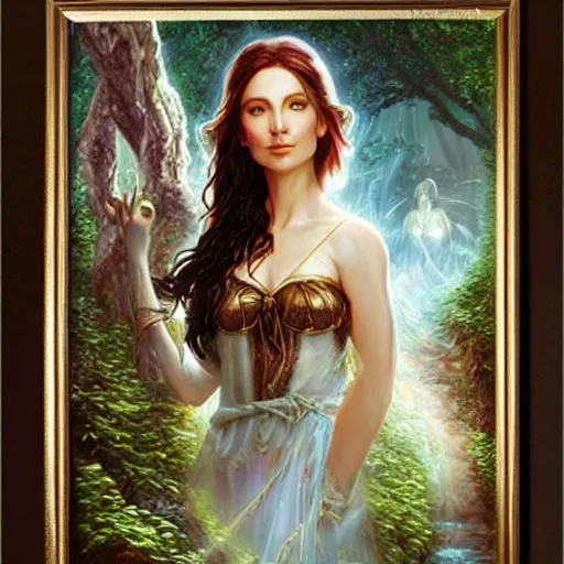 Prompt: portrait of a elven woman ( 3 5 ) from lothlorien, an oil painting by ross tran and thomas kincade