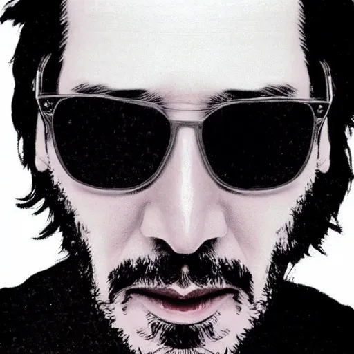Prompt: Keanu Reeves in the style of Chuck Close