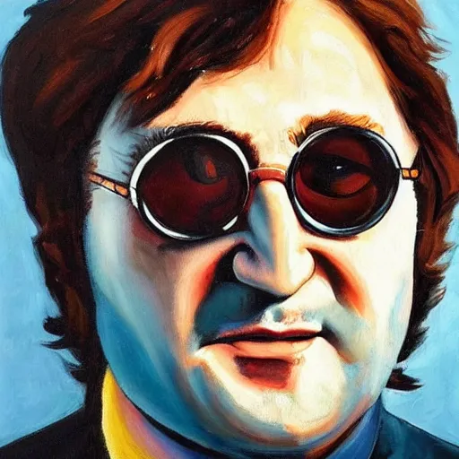 Prompt: painting of obese john lennon, high detail, high quality