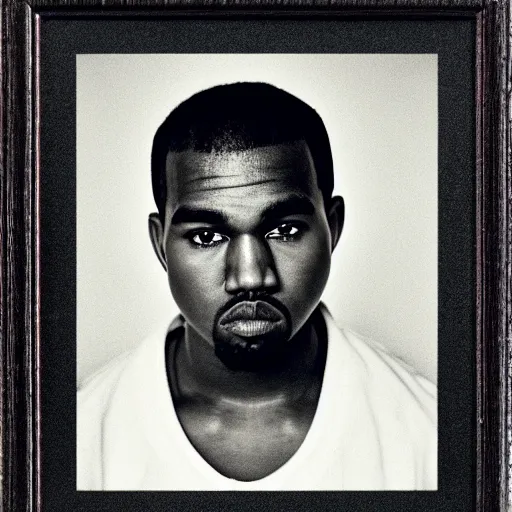 Image similar to the face of young kanye west at 1 6 years old, portrait by julia cameron, chiaroscuro lighting, shallow depth of field, 8 0 mm, f 1. 8
