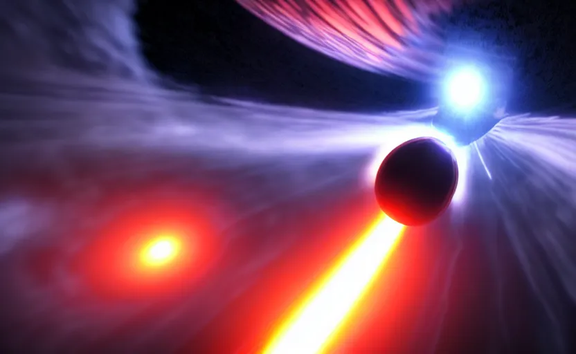 Image similar to black hole going rouge in a spaceship battle, cinematic shot, dramatic volumetric lighting, epic composition, 4 k ultra hd
