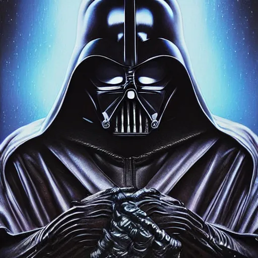 Image similar to doom demon venom giger portrait of darth vader, Pixar style, by Tristan Eaton Stanley Artgerm and Tom Bagshaw.