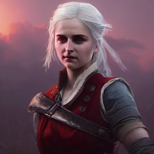 Image similar to ciri from the witcher 3 video game, huggy wuggy from poppy playtime video game, fullbody, ultra high detailed, glowing lights, oil painting, greg rutkowski, charlie bowater, beeple, unreal 5, daz, hyperrealistic, octane render, rpg portrait, dynamic lighting, fantasy art, beautiful face