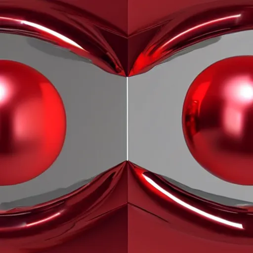 Prompt: chrome spheres on a red cube, ray marching