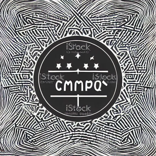 Prompt: company logo, cosmic sofa, vector art, black and white