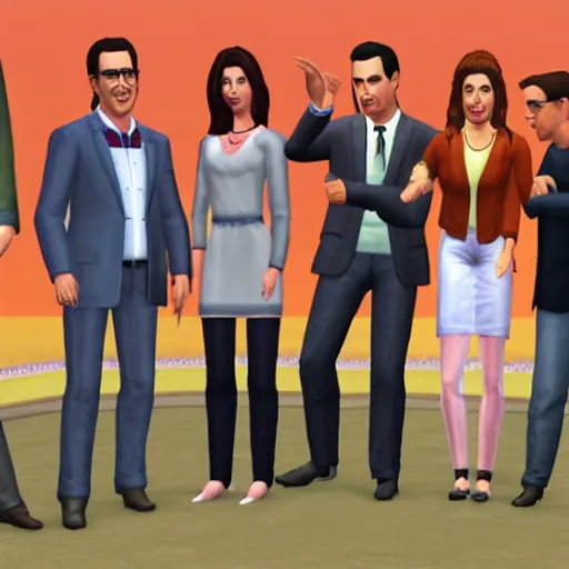 Prompt: The Seinfeld cast in The Sims 3