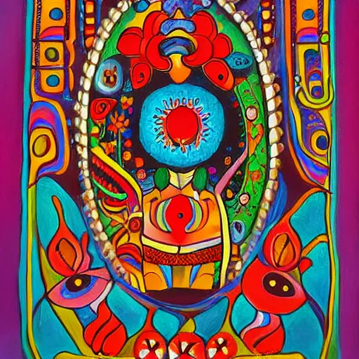 Prompt: a painting beautiful decorated window, art print, a ultrafine detailed painting by wix, mexican folklore, behance contest winner, native art, trend in behance hd, 2 d game art, detailed painting