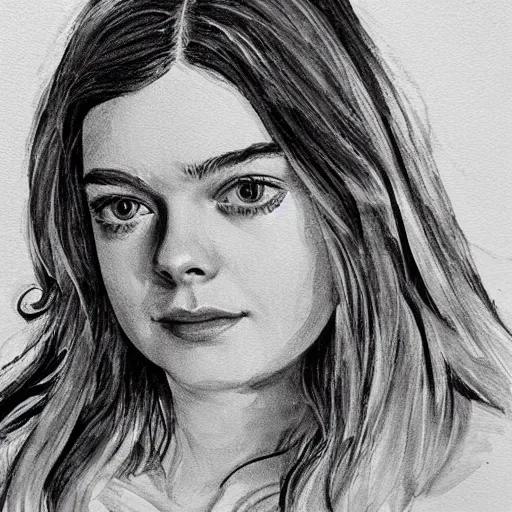 Prompt: professional painting of Elle Fanning in the style of Maurice Prendergast, head and shoulders portrait, symmetrical facial features, smooth, sharp focus, illustration, intricate, stormy weather, extremely detailed masterpiece,