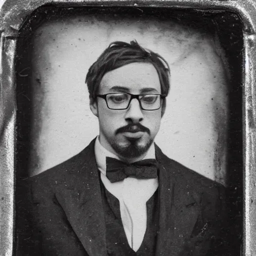 Image similar to ambrotype portrait of sam hyde wearing a suit, very detailed, very intricate,