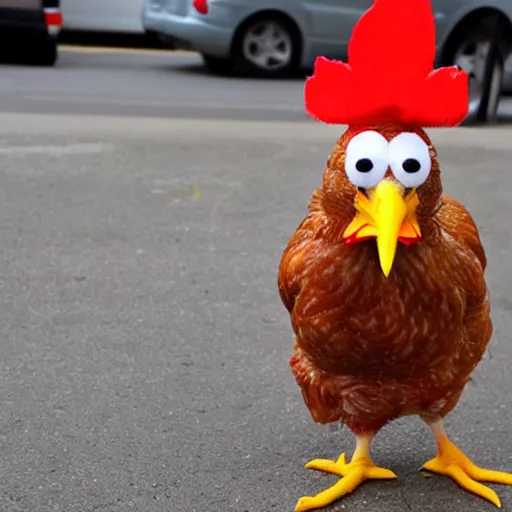 Image similar to chicken dressed as an inmate