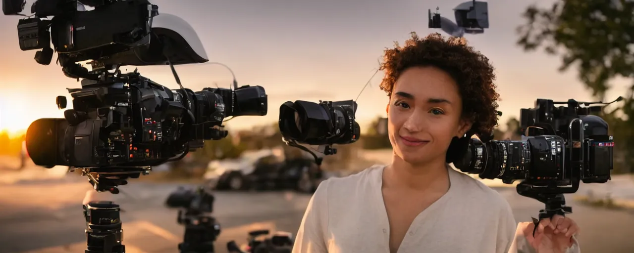 Image similar to 3 / 4 mid close up shot of a person in a mcdonald's commercial filmed by autumn durald at sunset shot with an alexa lf and panavision t - series anamorphic 4 0 mm lens at t 2. 0