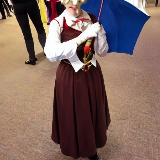 Prompt: breathtaking image of Julie Andrews cosplayer at convention