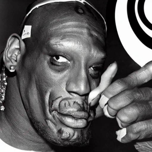 Prompt: dennis rodman in an intergalactic party