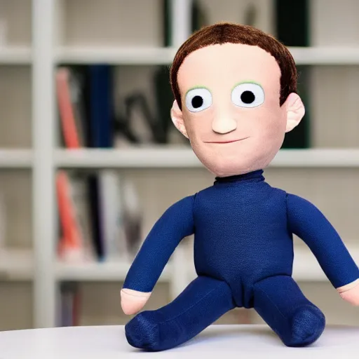 Prompt: Mark Zuckerberg plushie toy