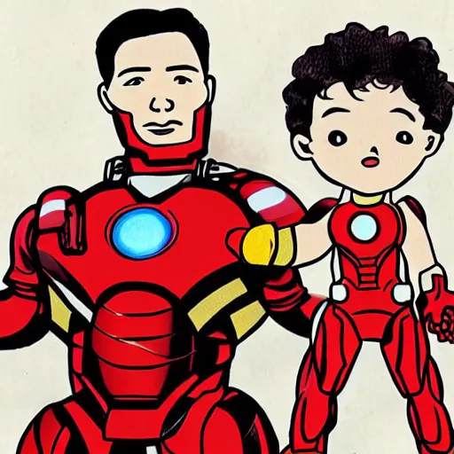 Image similar to ironman and his kid brother ironoxideman