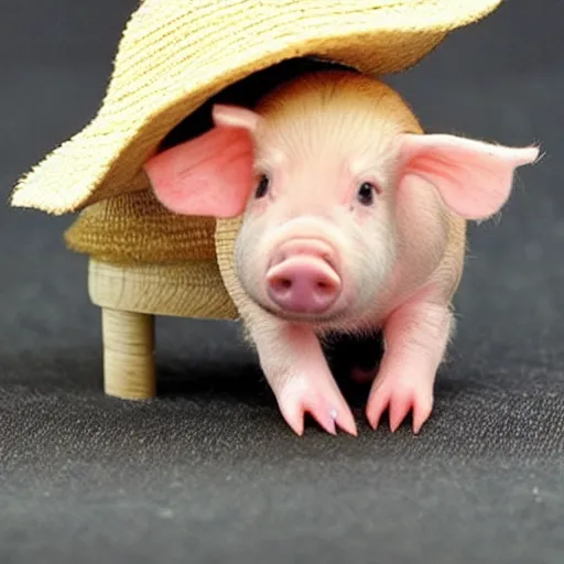 Image similar to beautiful miniature pig wearing a sunhat, piglet, piggy, baby animal, cute, adorable, summer