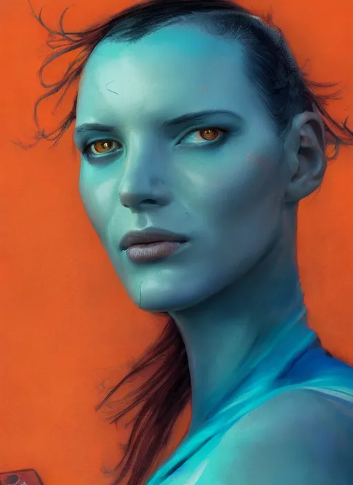 Prompt: symmetry!!! closeup portrait! of a racer girl, cyborg jumpsuit, in clouds, cinematic light, windy, teal orange, by gerald brom, by mikhail vrubel, by peter elson, muted colors, extreme detail, trending on artstation, 8 k
