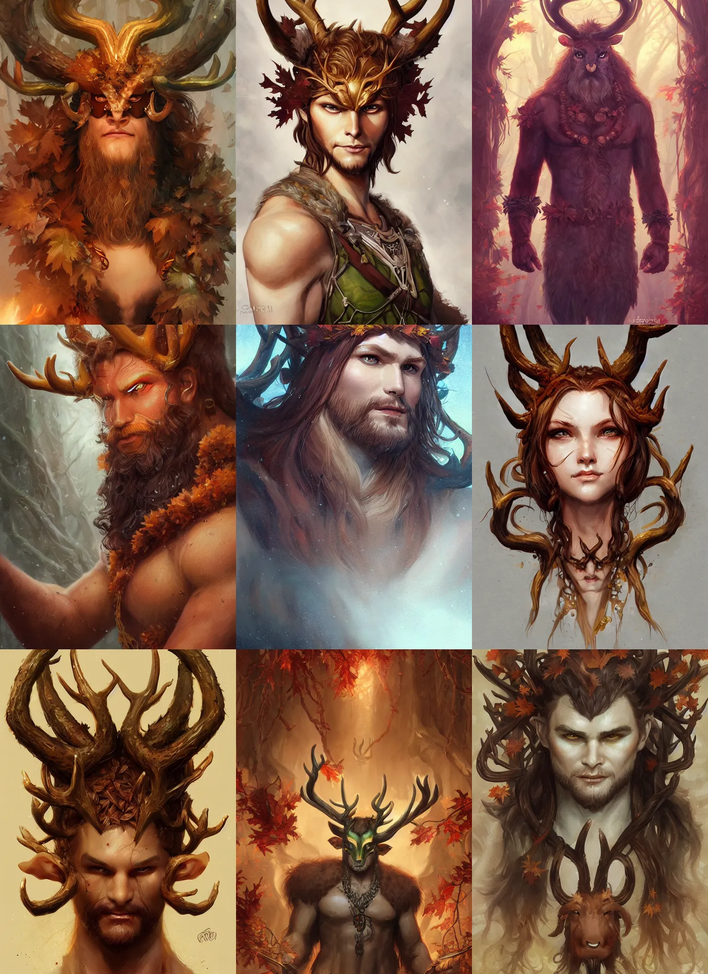 Prompt: cute autumnal cernunnos, d & d, fantasy, portrait, highly detailed, digital painting, trending on artstation, concept art, sharp focus, illustration, art by artgerm and greg rutkowski and magali villeneuve