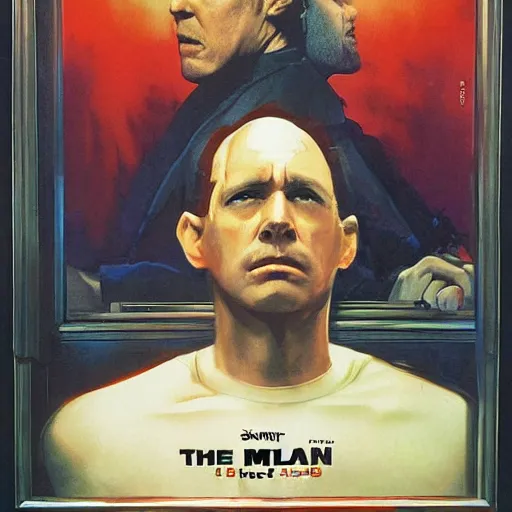 Image similar to poster painted by drew struzan for a movie called 'the man who sat around and failed', the face looks bored