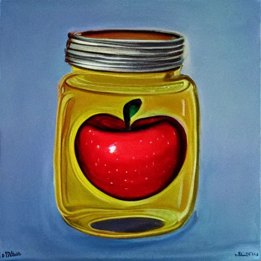 Image similar to an apple inside a jar