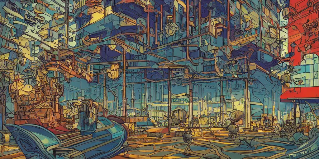 Prompt: game boy, italian futurism, da vinci, Dan Mumford, Josan Gonzalez