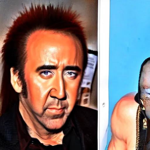 Image similar to Nicolas Cage dressed up as Britney Spears