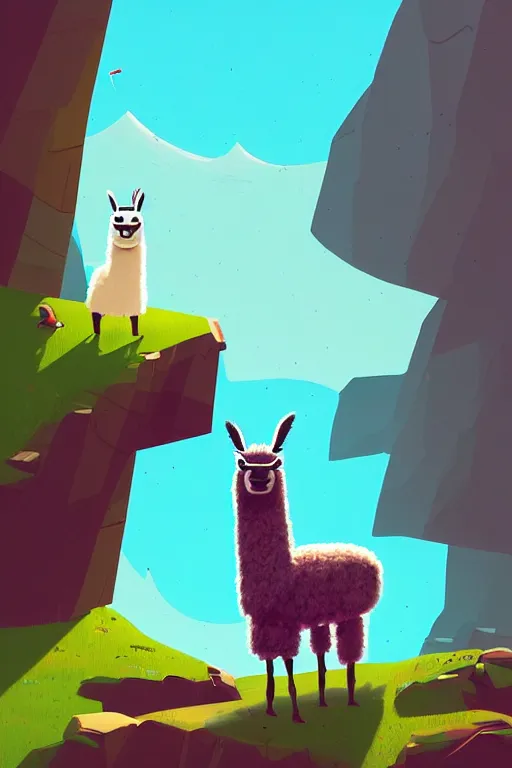 Image similar to a portrait of a llama character in a scenic environment by James Gilleard